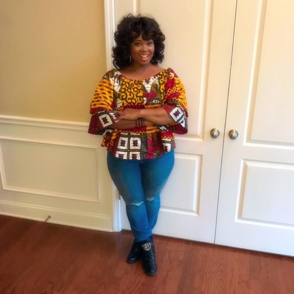 African Print Ankara Relaxed Fit Blouse - Picture 1 of 3